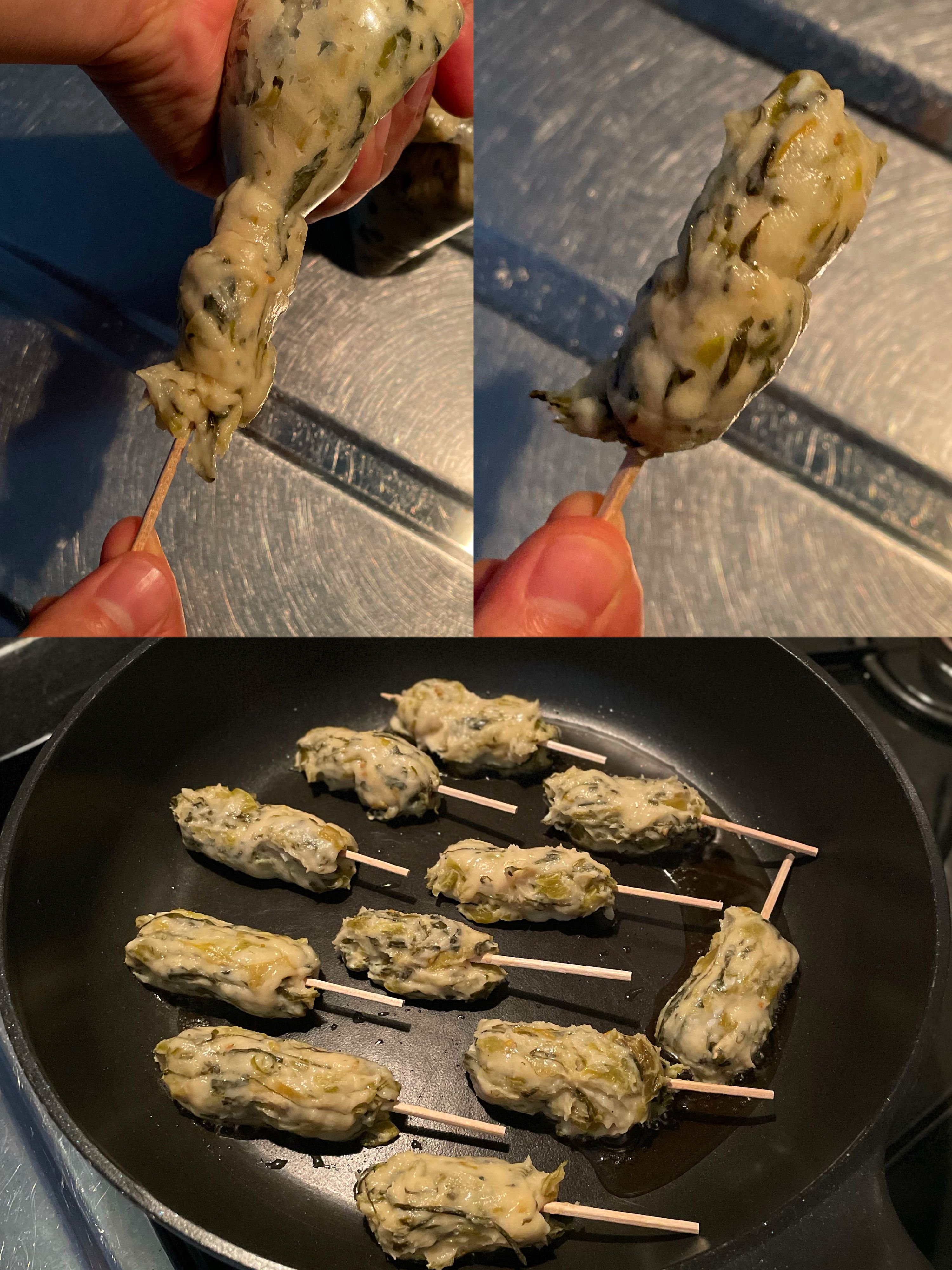 絞って焼くだけ！ポリポリ食感が楽しい♪「高菜入り鶏つくね