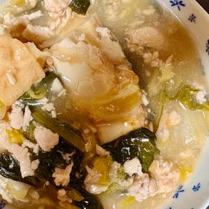 チョビの助の作ってみた!投稿(【節約レシピ】白菜と厚揚げ豆腐のひき肉あん)