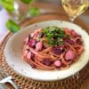タコと柴漬けのパスタ