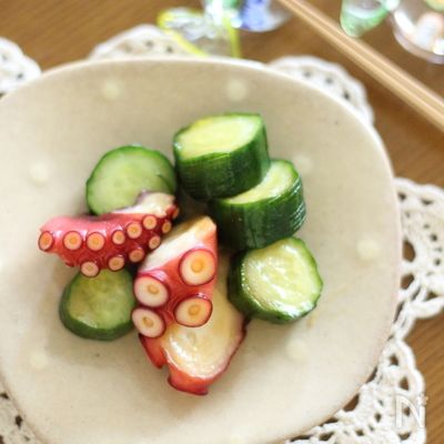 たことキュウリのピリ辛酢の物