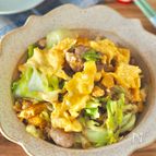 【豚こまとキャベツのとろたま炒め】半熟卵がたまらない！
