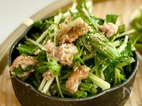 簡単5分♡水菜とツナのさっぱり梅サラダ【栄養バランス◎】