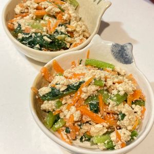 すみれの作ってみた!投稿(【お惣菜屋さんの味！ほうれん草の白和え】レンジで簡単)