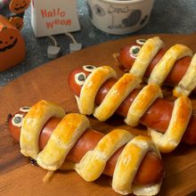 簡単!Halloween ミイラ風ホットドック