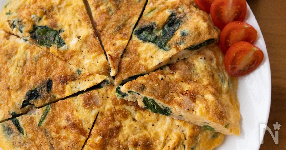 ほうれん草とハムの和風オムレツ【京風割烹白だし・作り置き】
