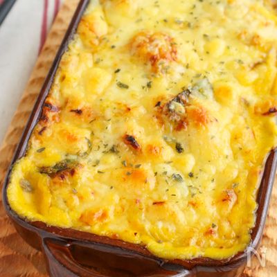 ワンパンで完成！ほくほくクリーミー♪かぼちゃのチキングラタン