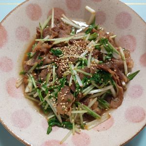 milkの作ってみた!投稿(ジューシーシャキシャキ食感
簡単10分♪豚バラと水菜の旨炒め)