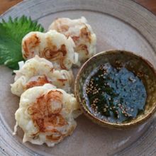 ねぎと海老の寄せ焼き