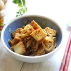 ちょっとで安心！厚揚げと玉ねぎこんにゃくのかば焼きのたれ炒め