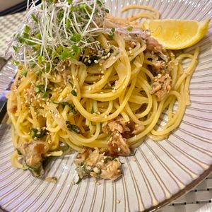 kkkの作ってみた!投稿(ツナと大葉の梅めんつゆパスタ)