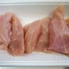 鶏ささみ肉の昆布茶風味天ぷら(海老天おまけ)の下準備