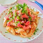 【チキンサラダ】鶏むね肉をカラッと焼いて、野菜と一緒に！
