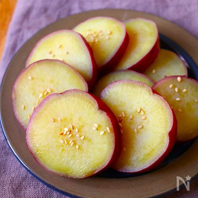 レンジで5分!【さつまいものはちみつ甘露煮】しっとり甘い♩