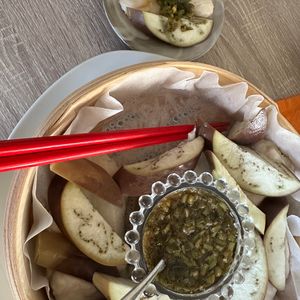 meguの作ってみた!投稿(レンジで簡単♪【茄子と鶏胸肉のレンジ蒸し 黒酢にらだれ】)
