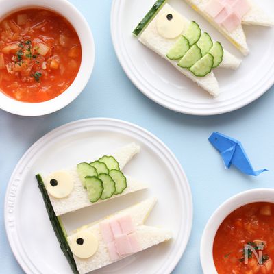 【こいのぼりサンドイッチ】こどもの日に!身近な材料で簡単!