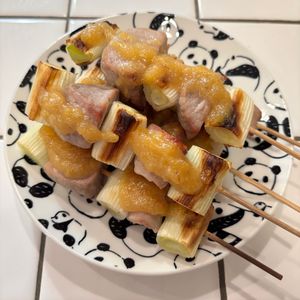 mi-koの作ってみた!投稿(はや旨おつまみ！焼きとん♡ねぎま串♩甘辛にんにく味噌だれ)