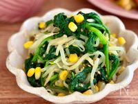 ほうれん草ともやしコーンの焦がしごまダレ和え【作りおき】