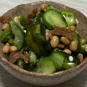 みーこの作ってみた!投稿(ダイエットに！きゅうりとわかめのねばねば和え)