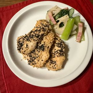 紫陽花の作ってみた!投稿(揉んで焼くだけ！やわらか♡【鶏むねのごま味噌チキン】)