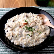 レンジで簡単♪きのことオートミールのミルクリゾット