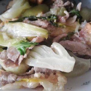 翔ママの作ってみた!投稿(【らくレピ】豚肉と絹厚揚げと小松菜のスタミナ旨だれ炒め)