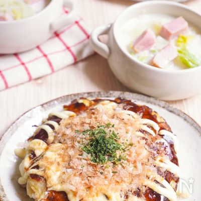 とろろ不使用お豆腐のとろふわお好み焼き