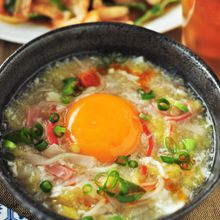 卵黄あとのせ♪白菜とカニカマのセパレートかきたま汁