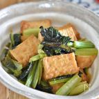 小松菜と厚揚げ豆腐のにんにく醤油炒め煮