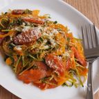 豆苗のナポリタン風炒め。