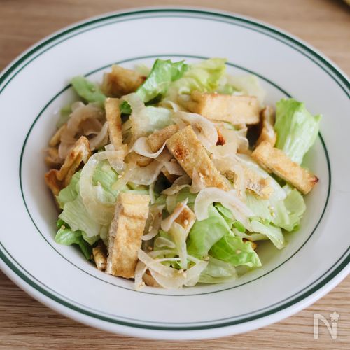 【新玉ねぎの油揚げサラダ】たんぱく質とボリュームちょい足し♩