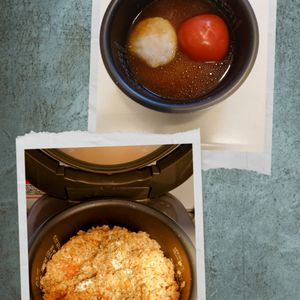 にゃんこさん🐱の作ってみた!投稿(ドボンと沈めるだけ！トマチキ炊き込みご飯)
