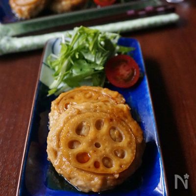 レンコンのつくね風ハンバーグ