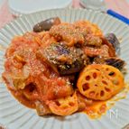 【牛肉とナスとレンコンのトマト煮】あっさり、野菜も美味しい！