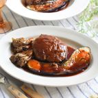 ナスの寄り添い焼きハンバーグ＊一緒に焼いて相乗効果！