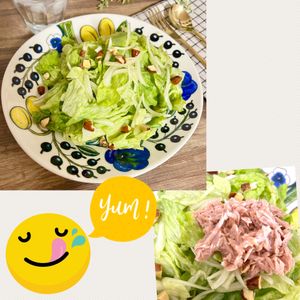 のりのり🐾🎀🤍の作ってみた!投稿(ピリッと柚子胡椒風味がいい!レタスとツナの爽やかレモンサラダ)