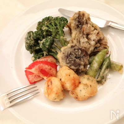 ホタテと舞茸と彩野菜のフリット