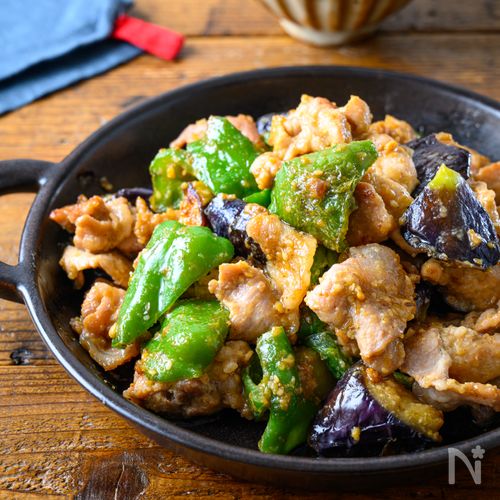 【おいしさ悶絶級!】豚こま肉とピーマン茄子の濃厚ごま味噌炒め