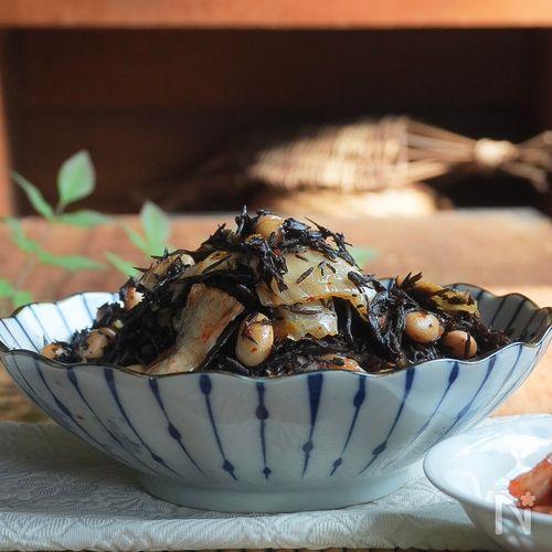 ひじきと大豆のキムチの炒め