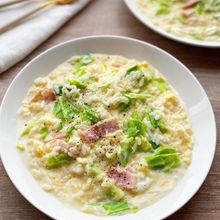 【和風カルボナーラ風リゾット】冷やご飯で簡単！野菜入り！