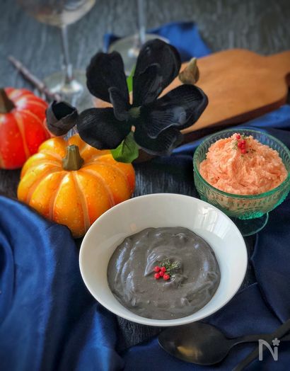 ハロウィンに！＊明太マスカルポーネとイカ墨マスカルポーネ＊