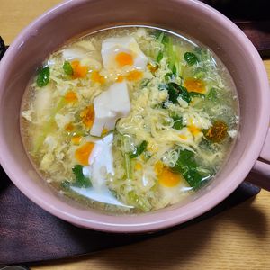 ナムディの作ってみた!投稿(さっぱり旨辛『豆腐と豆苗のサンラータン風スープ』)