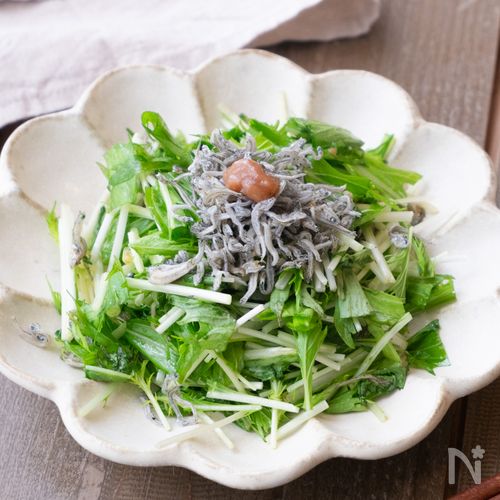 【和えるだけ3分】じゃこ梅がヤバ旨！シャキシャキ水菜サラダ