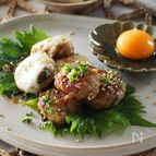 【蓮根×大葉の豆腐つくね】ふんわりつくねの中にシャキッと食感