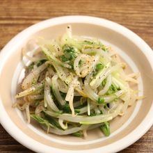レンジで簡単!もやしと水菜のピリ辛和え