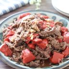 オイスターソースがポイント♡牛こまとこんにゃくの甘辛炒め