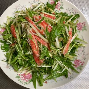 そら・ゆずの作ってみた!投稿(1分で完成🙌〈水菜の胡麻和え〉混ぜるだけの爆速副菜🏃‍♀)