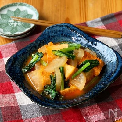 厚揚げと大根と小松菜のコチュジャン煮