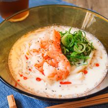 火も包丁も使わない！エビの冷製豆乳うどん