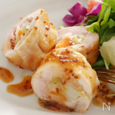 ポテトサラダのチキンロール~和風ハニーマスタードソース~