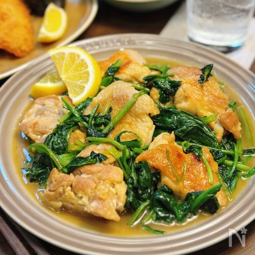 【鶏肉とほうれん草のわさバタソテー】ご飯もお酒も止まらない！